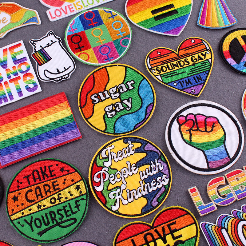 Velcro Sew On - 虹パッチ服ゲイプライド LGBT パッチアイアンでパッチ衣料用ストライプ DIY 愛は愛バッジアップリケステッカー