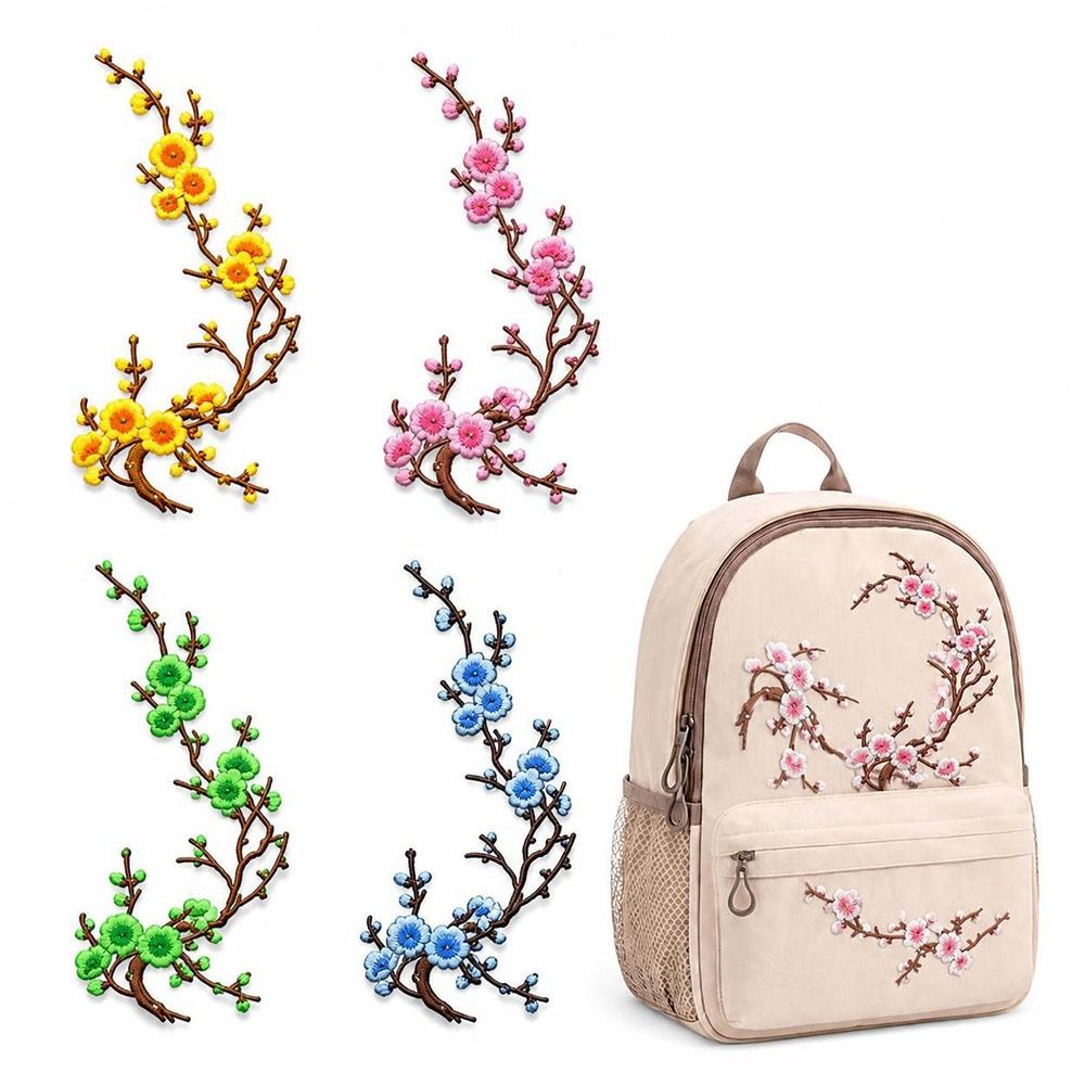 Sewing And Textile - DIY桜のアイロン接着パッチ アイロン＆縫い付け ホットメルト接着剤 桜の枝 刺繍アップリケ