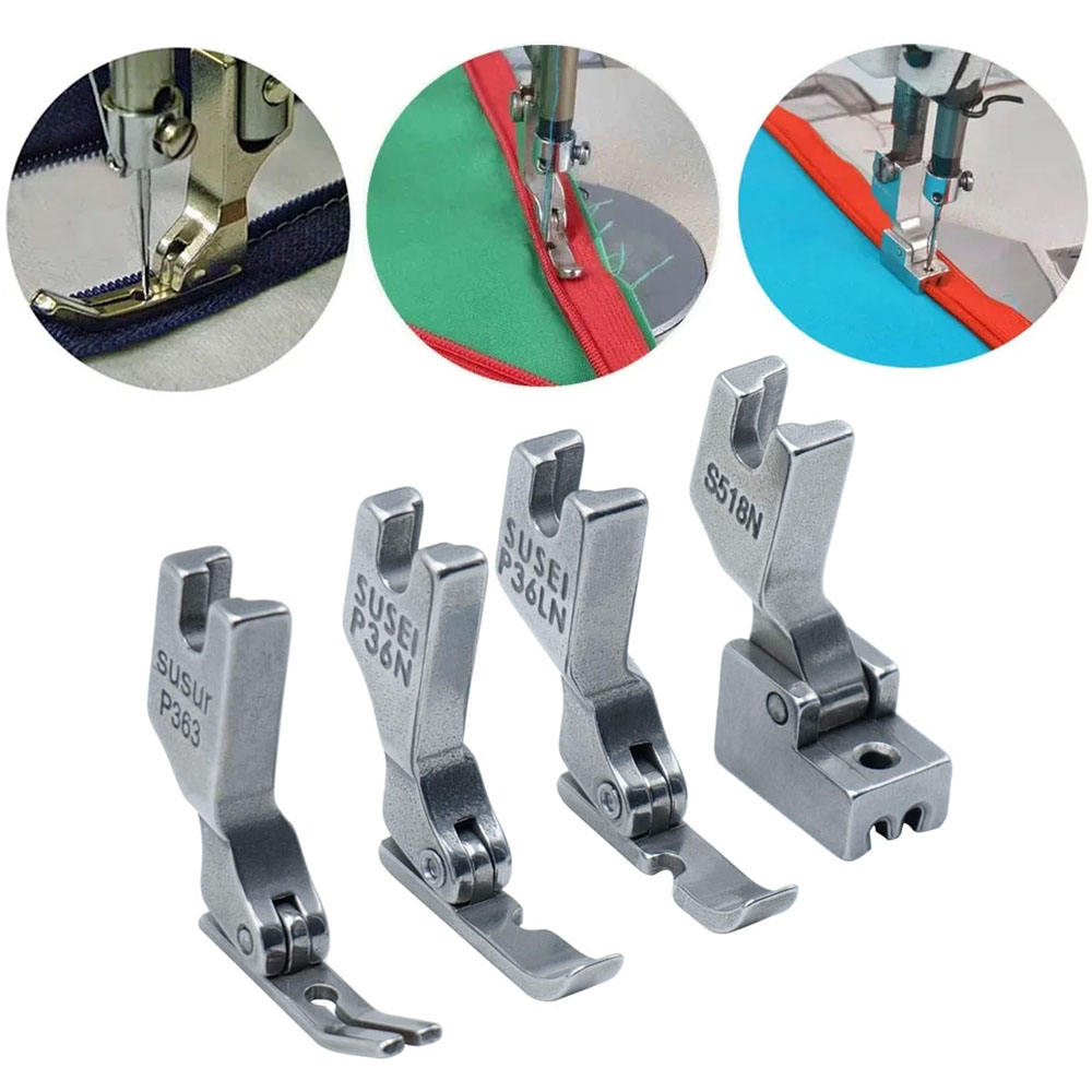 Zipper Foot Presser - 工業用押え金,ミシンアクセサリー,シンガー,ブラザー,ジュキ,# p363,s518n,p36n,p36ln,4個セット