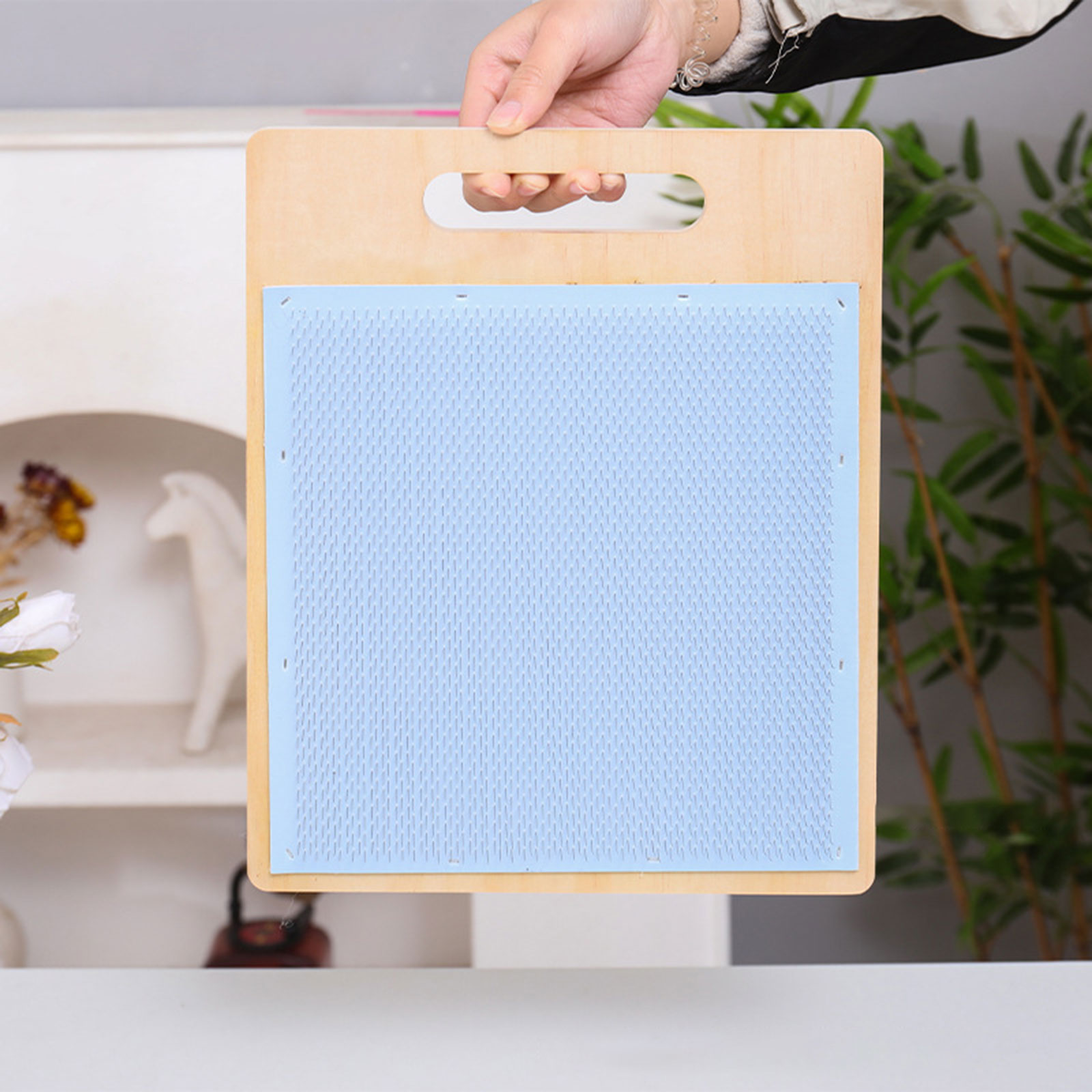 Textile Sewing Support - ウールブレンドボード木製ウールブレンドコーミングブラシセット、回転式繊維糸ボード付き、調整可能なテキスタイルサポート