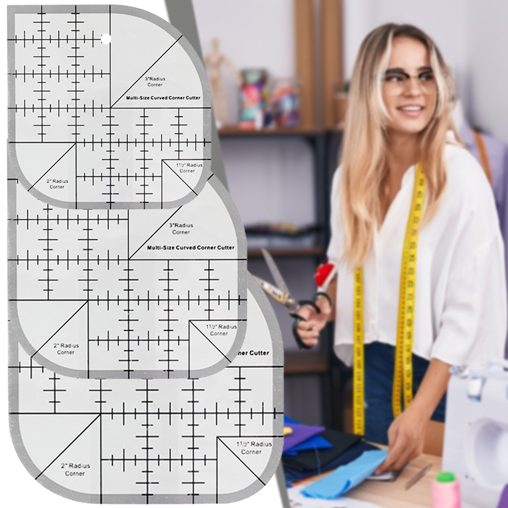 Quilting Ruler Square - 滑り止めカーブコーナーカッター定規アクリルDIYクラフトパッチワーク裁縫テンプレートキルティングアクセサリー多機能定規