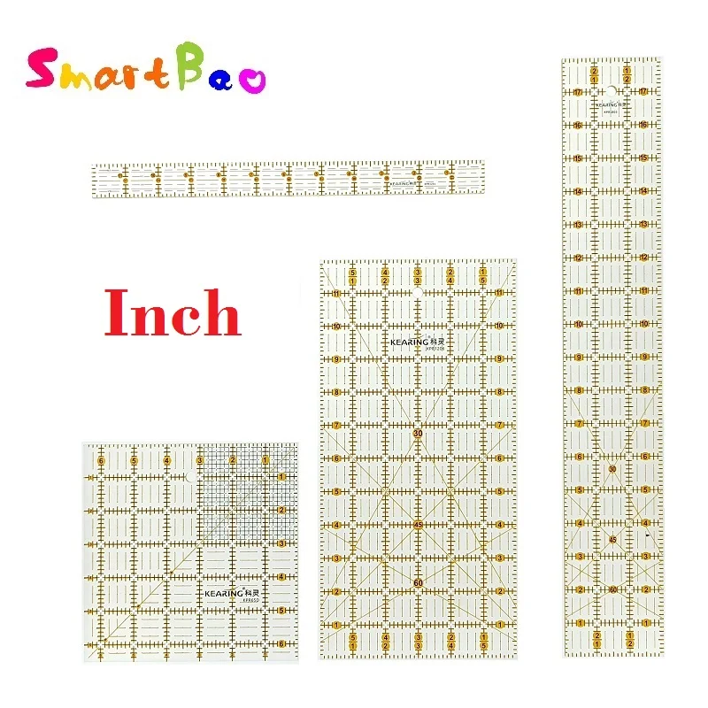 Quilting Ruler Square - 精密切断が簡単な2色のグリッドラインを備えたアクリルキルティングパッチワーク定規、縫製クラフト用、厚さ3mm
