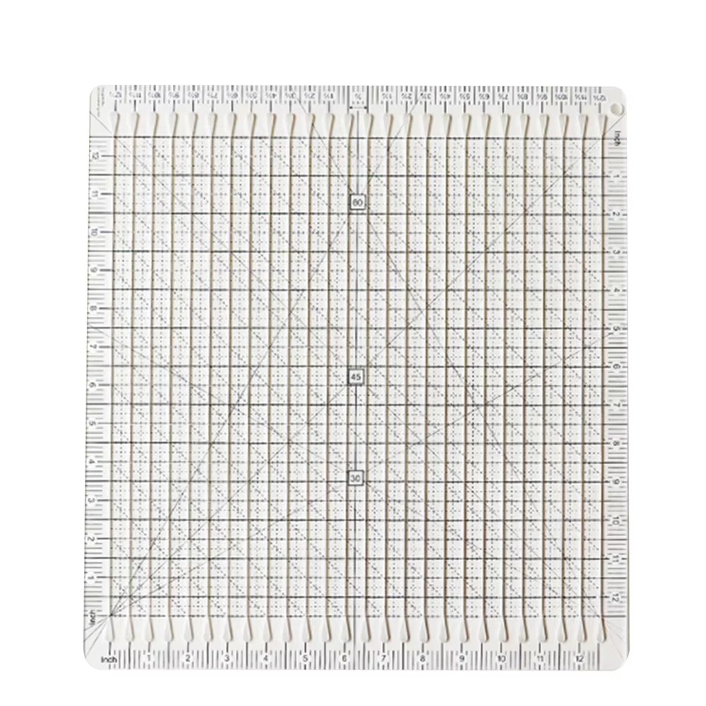Quilting Ruler Square - カッティングアシスタント 5-in-1 キルティング定規 アクリル製 見やすい目盛り付き スロット付きキルティングテンプレート
