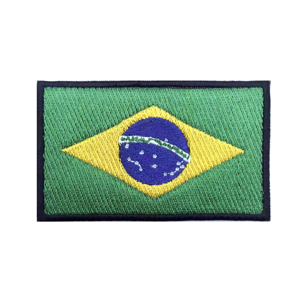 Velcro Sew On - ブラジル国旗ブラジルパッチ腕章刺繍パッチフック&ループアイロン接着刺繍バッジミリタリーストライプ