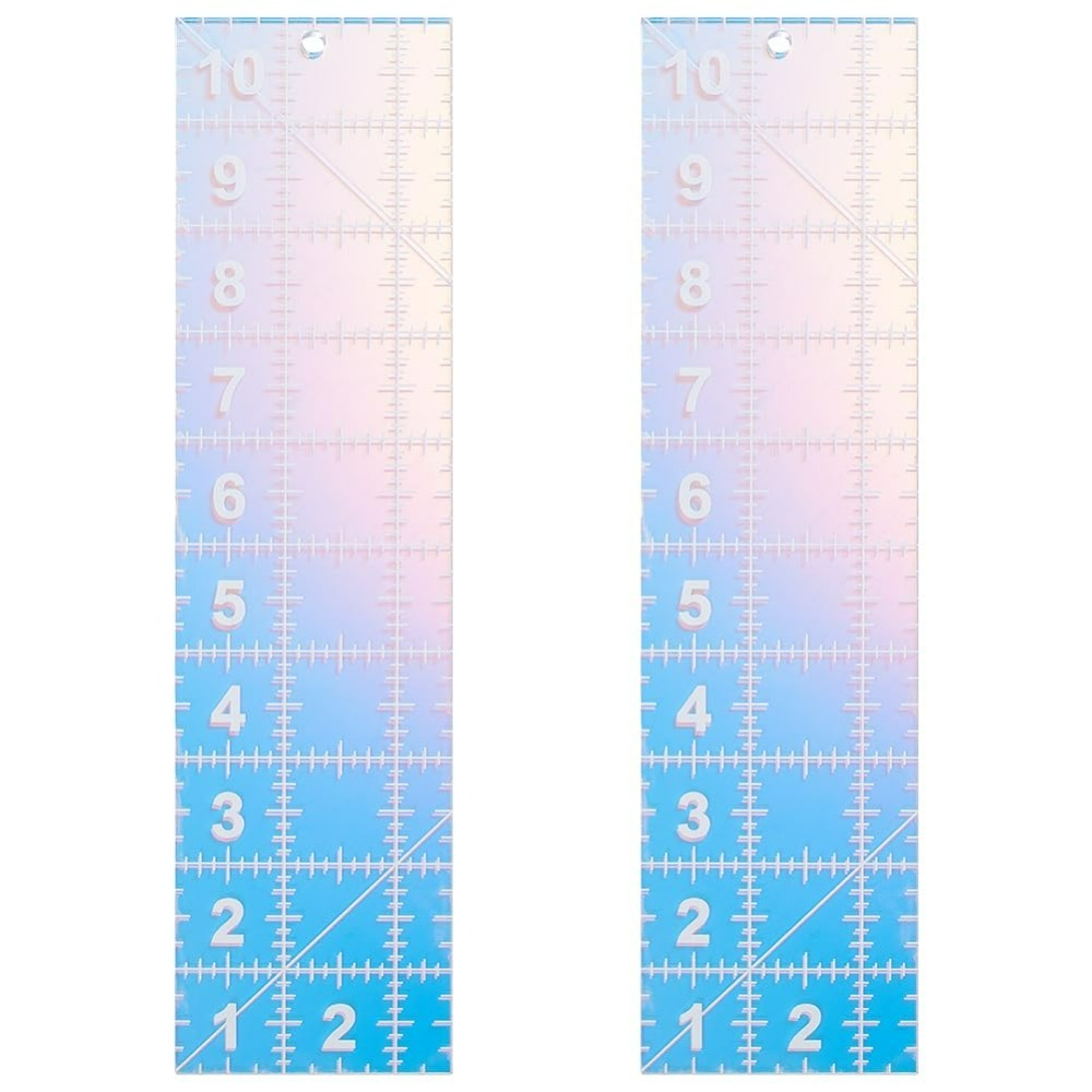 Textile Sewing Patterns - 2 個キルティングアクリルテンプレートまばゆい色キルティング定規長方形生地縫製切断定規 DIY テンプレートツール