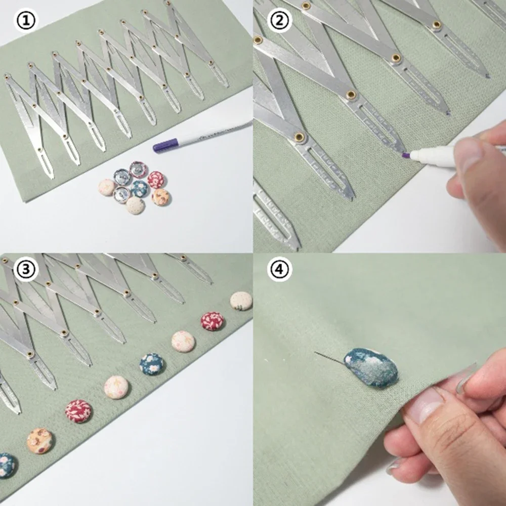 Sewing Gauge Ruler - 拡張ゲージ縫製アクセサリー Iquidistant 縫製定規 Iquidistant 定規ボタン位置決め定規格納式等距離