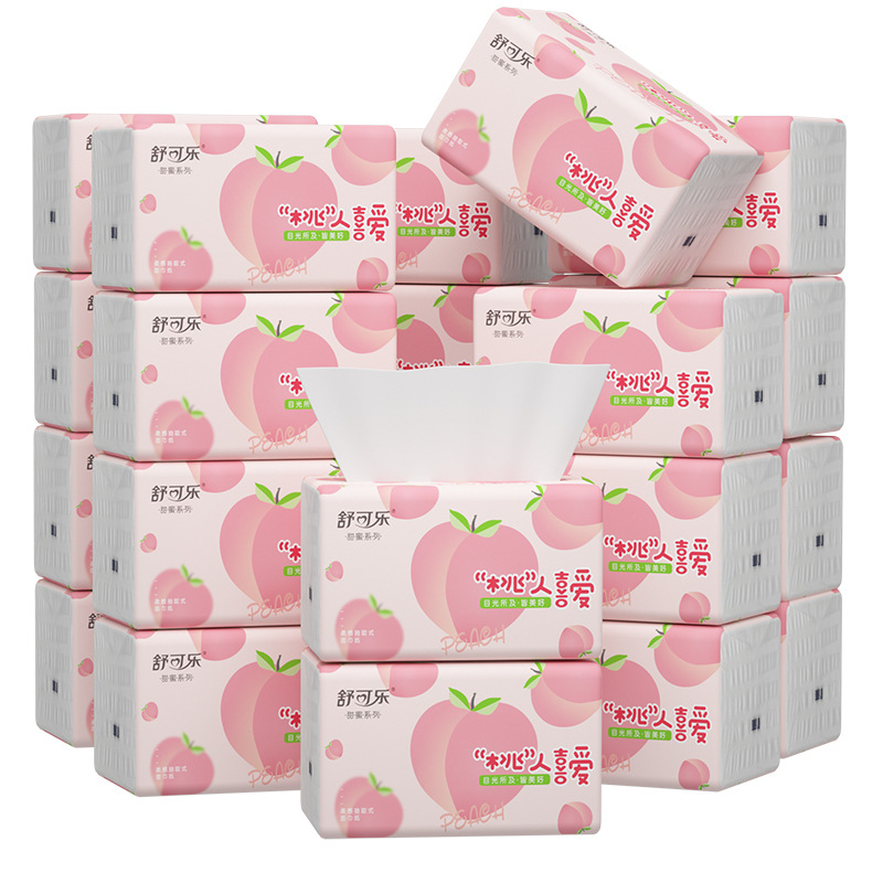 Pattern Tissue Paper - かわいい桃柄のフェイシャルティッシュ 5 層厚手 400 枚ソフトで丈夫なペーパータオル ナプキン