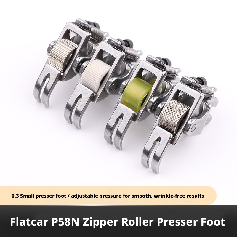 Zipper Foot Presser - P58N ナローローラージッパープレスフット 4つのオプションローラー付き 金属/プラスチック/ゴム製ギア 工業用コンピューターフラットミシン用ユニバーサル