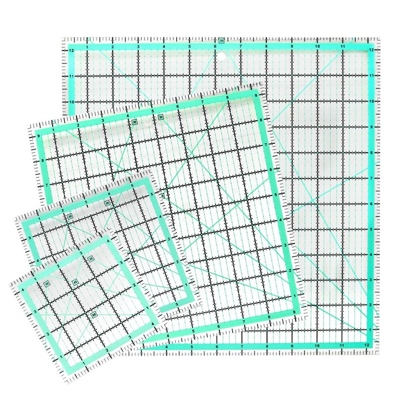 Quilting Ruler Square - J1UL1N 4 個の正方形キルティング定規 (12.5/9.5/6/4.5 インチ) 縫製アクリル定規滑り止め定規