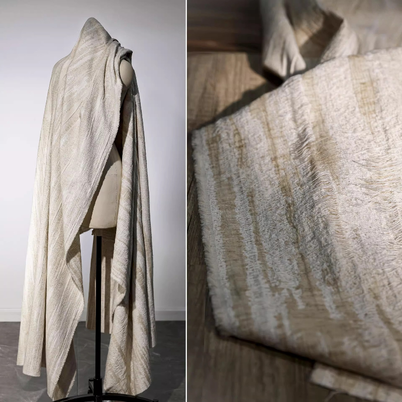Sewing Recycling - リネンクリエイティブリサイクルジャカード生地綿 3D エンボス加工ユーズド加工テクスチャコートドレス縫製アクセサリー材料卸売