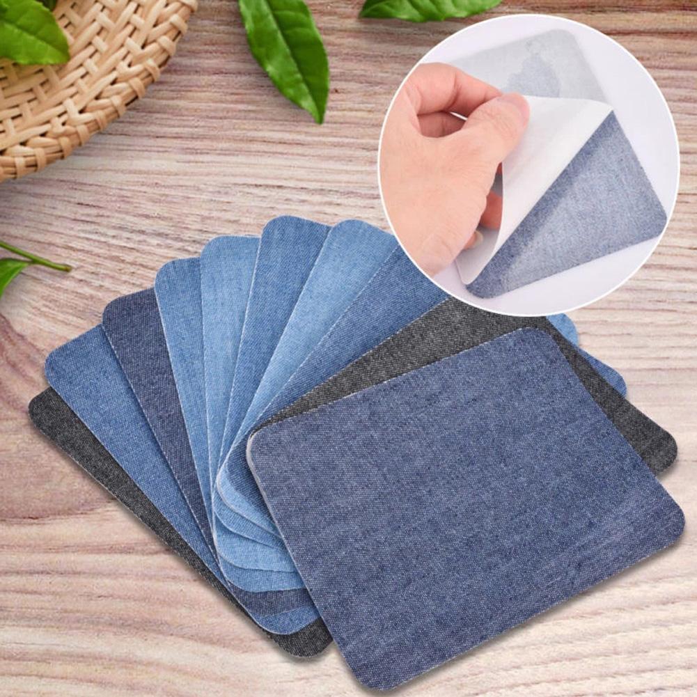Velcro Sew On - 20 個デニムカットピースアイアン上の生地パッチ DIY 長方形デニムジーンズ修理パッチ衣類修理パッチジーンズ服