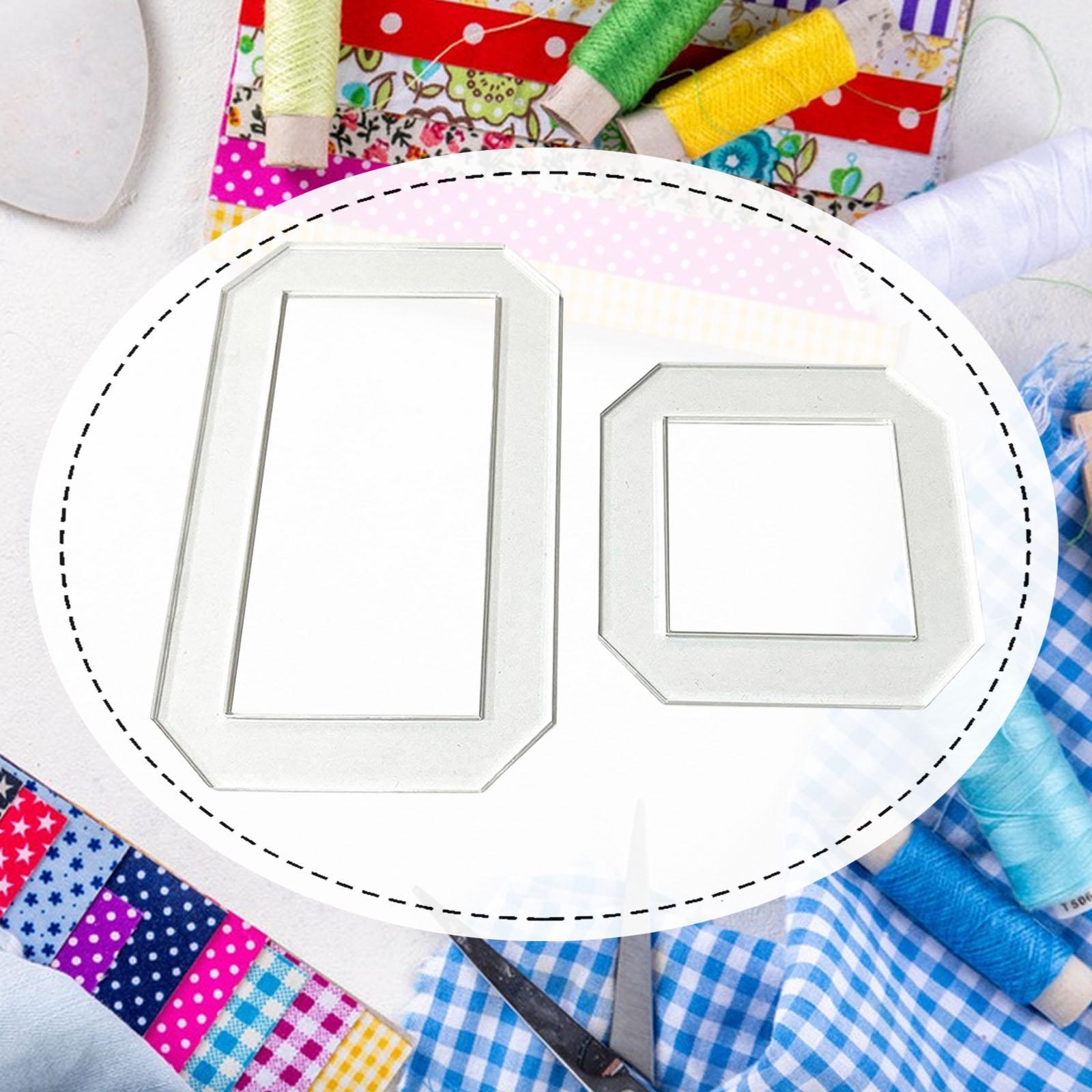 Quilting Ruler Square - 2 個のキルティングテンプレート キルトステンシル定規 使いやすい幾何学的な透明な長方形の正方形 DIY クラフト用品