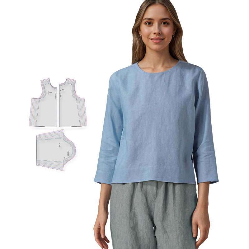 Textile Sewing Patterns - 女性用リネンブラウスの縫製パターン（8サイズ：XS-4XL）、女性用衣類の初心者向け縫製キット