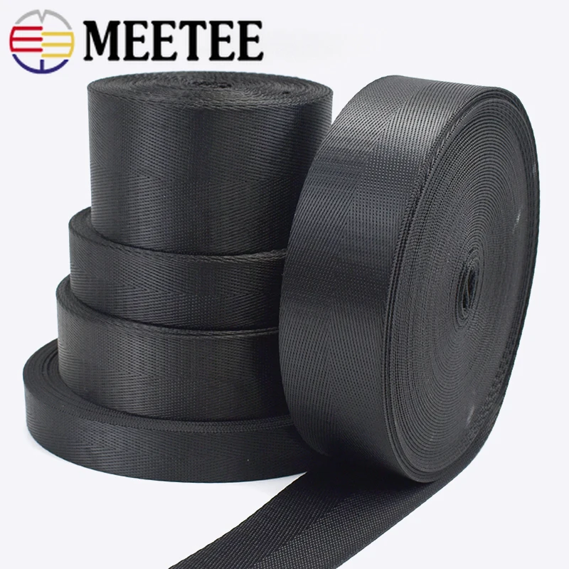 Textile Sewing Patterns - Meetee 5メートル20/25/32/38/50ミリメートルナイロン黒ウェビングテープヘリンボーン柄diyのバックパックストラップシートベルト縫製アクセサリー