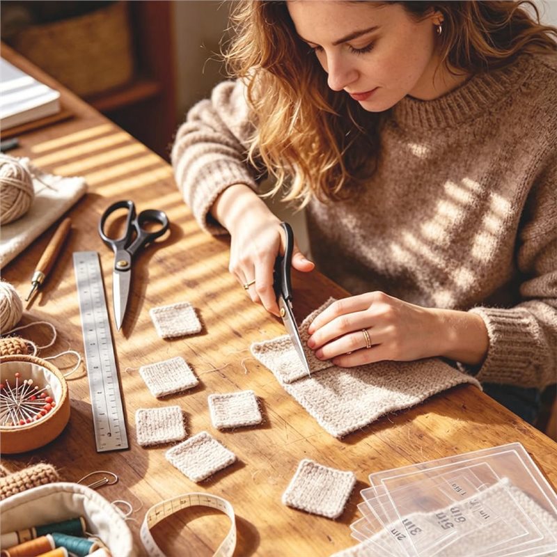 Quilting Ruler Square - 8個入り透明アクリル製正方形キルティング定規、生地のピーシングやDIYクラフト用の縫製テンプレートとカットガイド