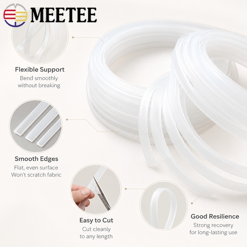 20M 4-12mm 透明PPプラスチック製コルセットボーン - Textile Sewing Support のレビューと価格
