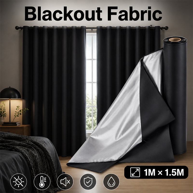 1 メートル黒銀コーティングされた遮光生地断熱不透明布研究室 - Sewing Cloth のレビューと価格