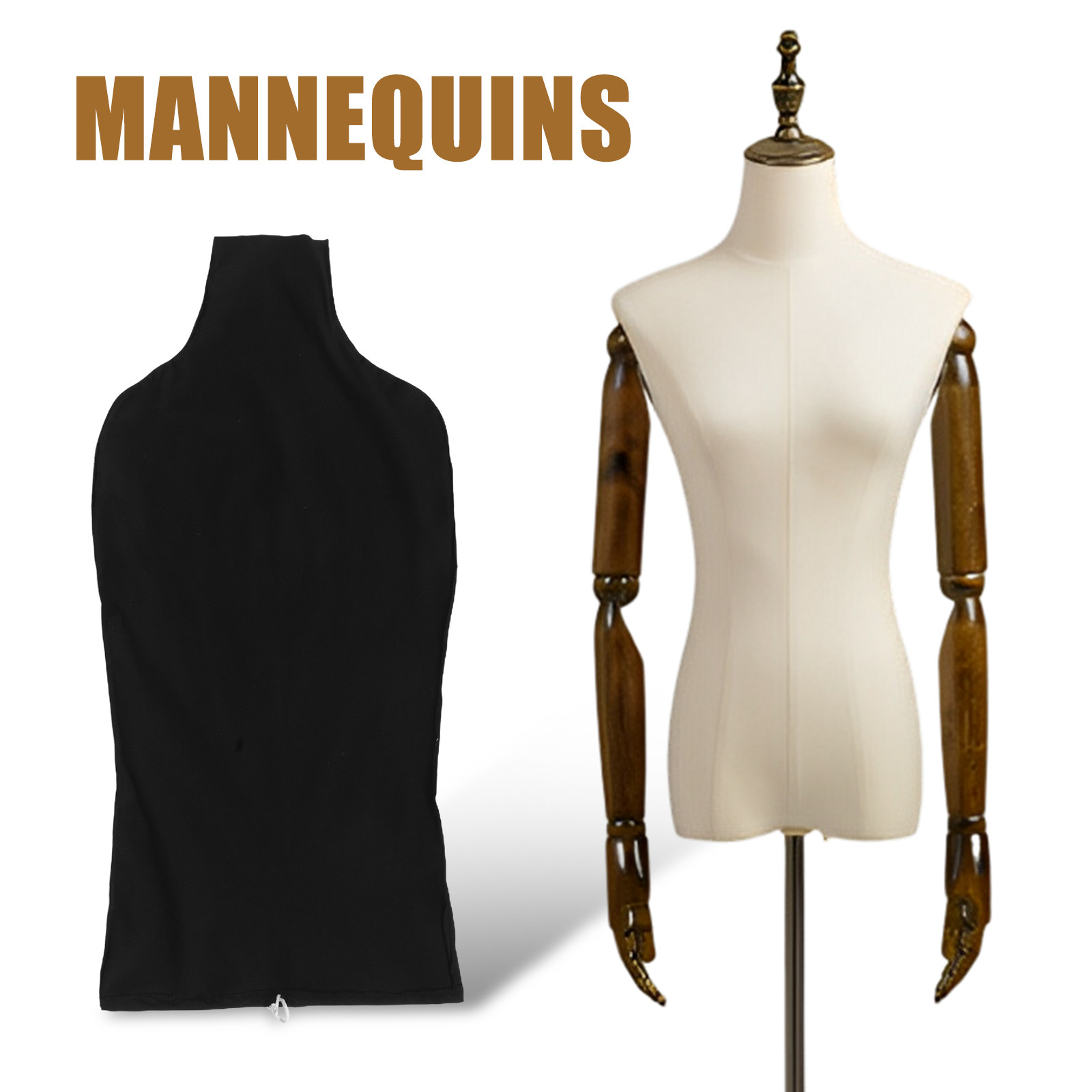 2個セット ドレスフォームカバー 布製 ブラック ホワイト  - Dress Form Mannequin のレビューと価格