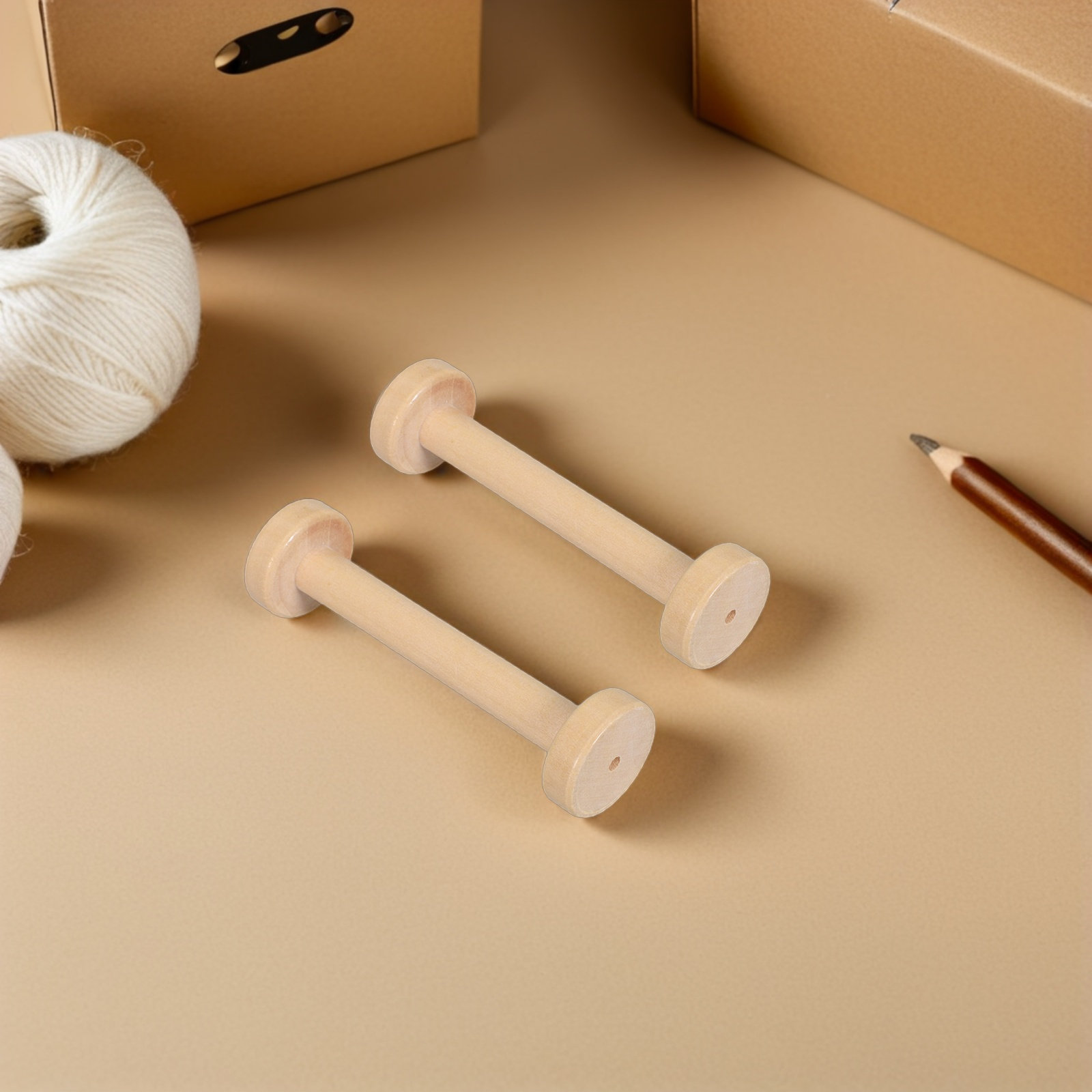 5個入り木製スプール ナチュラルヴィンテージテキスタイルボビ - Sewing And Textile のレビューと価格