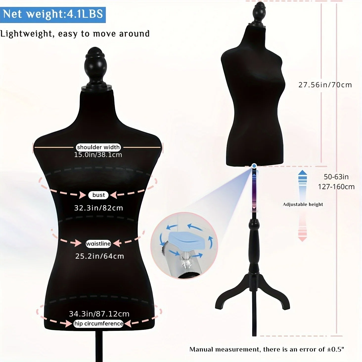 半身マネキン、婦人服ディスプレイスタンド、調節可能なショーケ - Dress Form Mannequin のレビューと価格