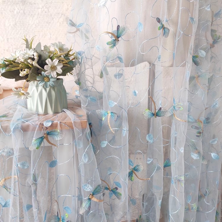 1 ヤードブルーピンクメッシュ生地立体刺繍縫製ウェディングド - Sewing Embroidery Fabric のレビューと価格