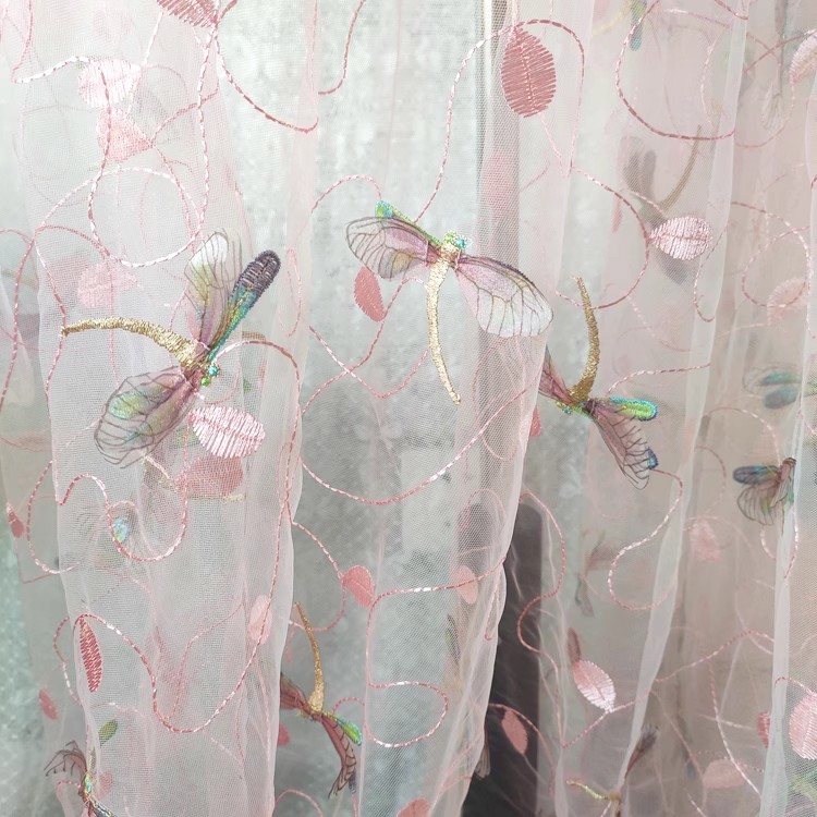 1 ヤードブルーピンクメッシュ生地立体刺繍縫製ウェディングド - Sewing Embroidery Fabric のレビューと価格
