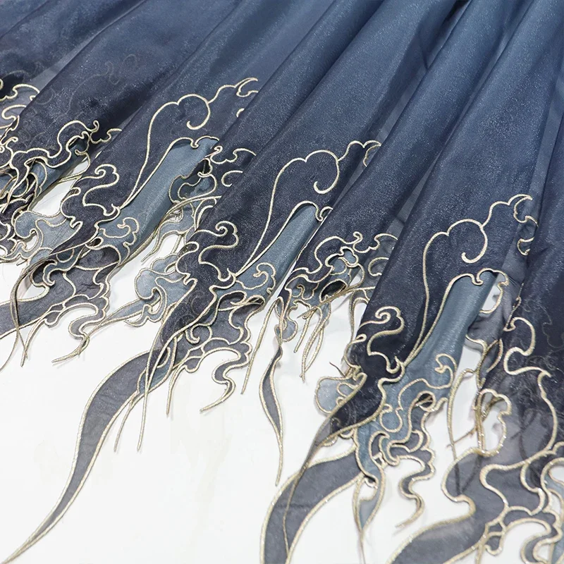 中国風刺繍蓮の葉グラデーション生地 DIY 漢服ドレススカー - Sewing Cloth のレビューと価格