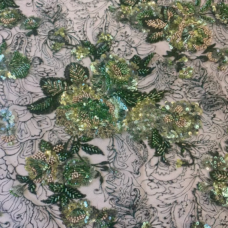 カラフルなスパンコールパターン刺繍メッシュ生地 DIY縫製用 - Sewing Cloth のレビューと価格