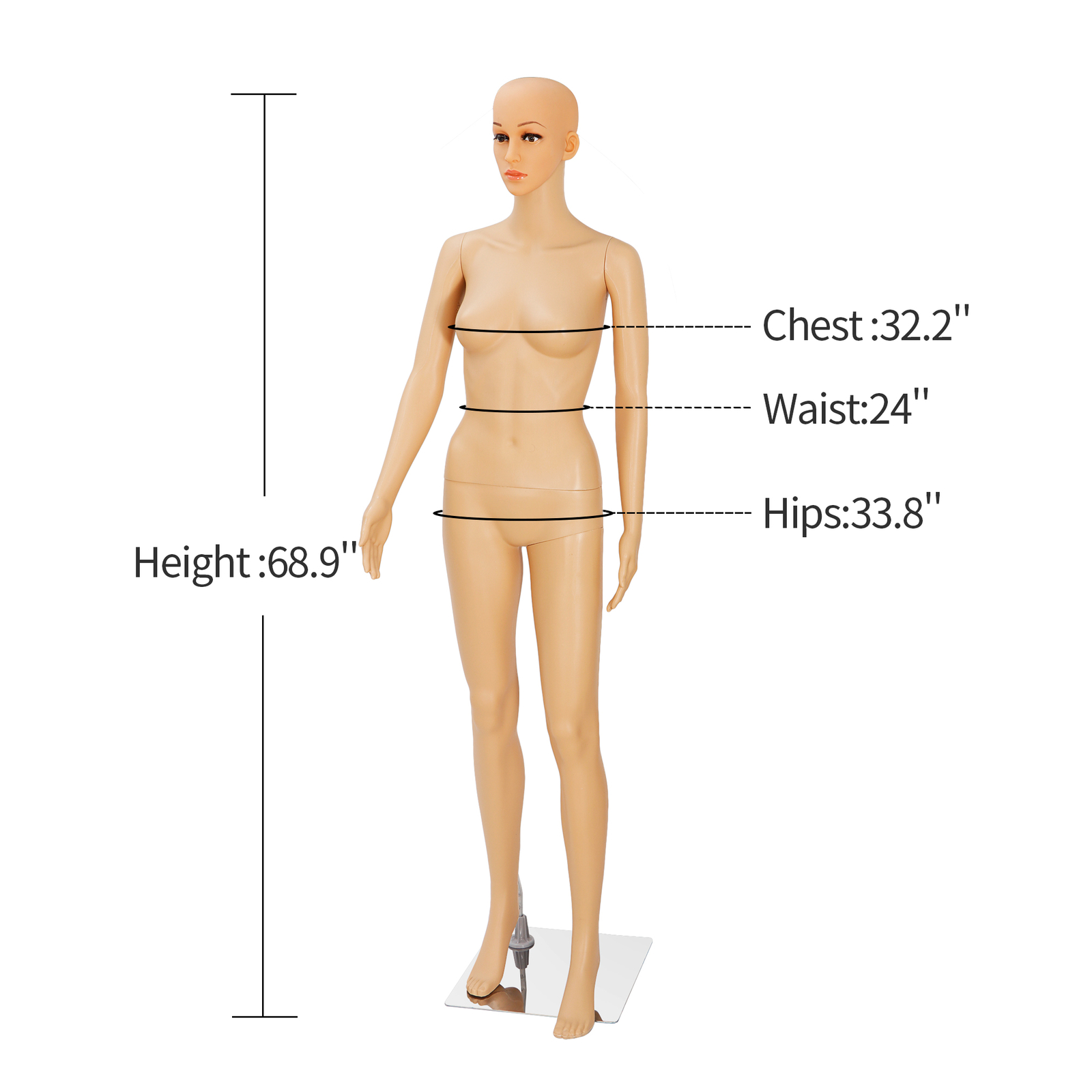 女性マネキン全身PPリアルディスプレイヘッド回転式ドレスフォ - Dress Form Mannequin のレビューと価格