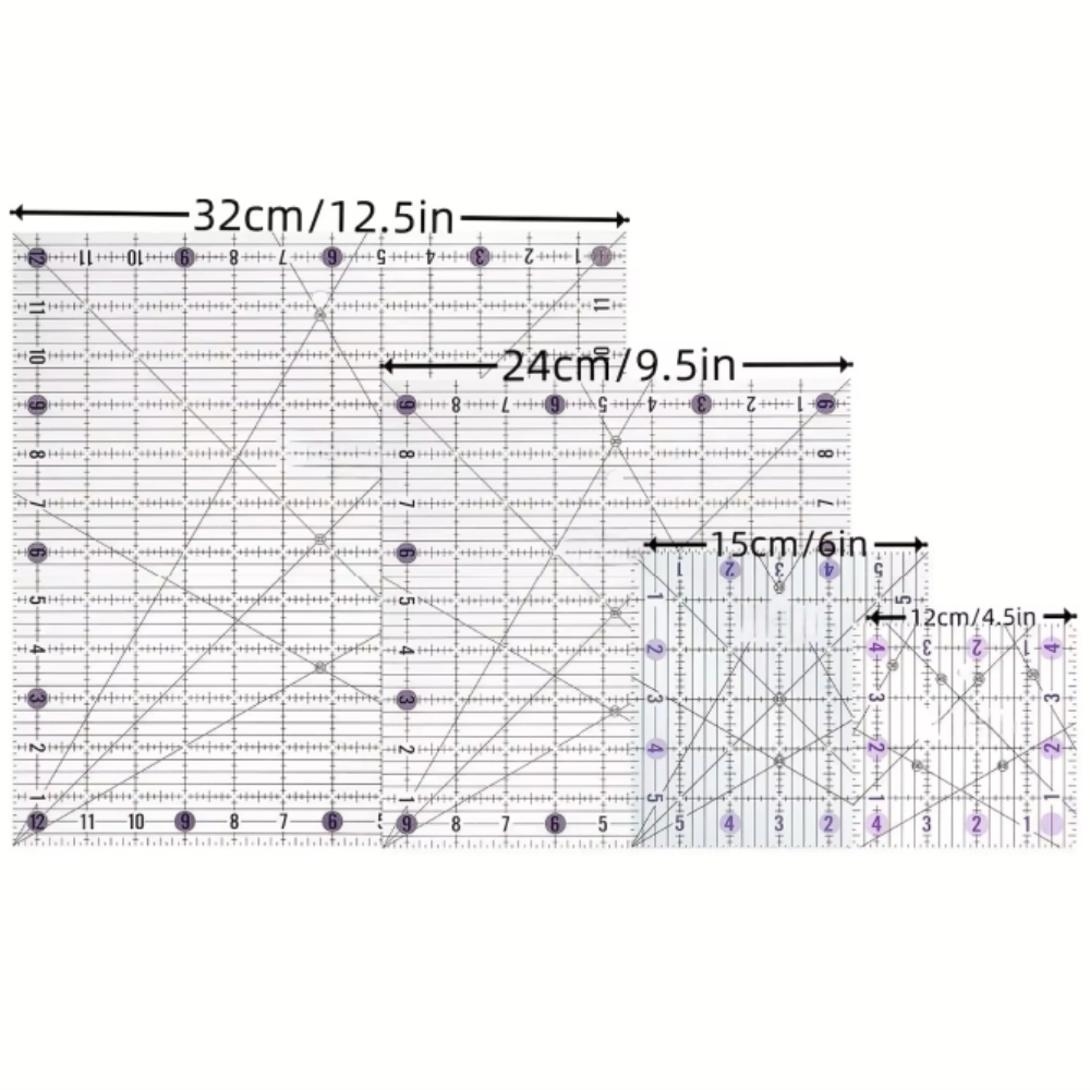 4個入り正方形アクリルキルティング定規セット、透明な生地カッ - Quilting Ruler Square のレビューと価格
