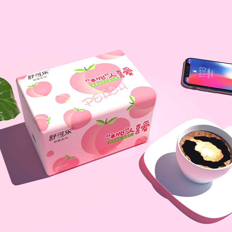 かわいい桃柄のフェイシャルティッシュ 5 層厚手 400 枚 - Pattern Tissue Paper のレビューと価格