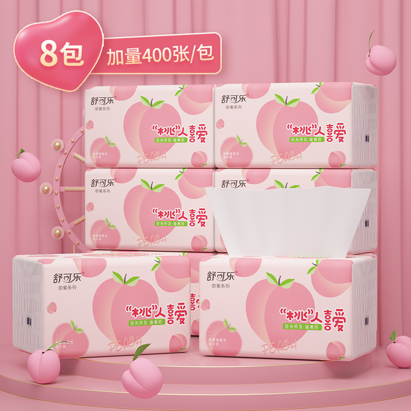 かわいい桃柄のフェイシャルティッシュ 5 層厚手 400 枚 - Pattern Tissue Paper のレビューと価格