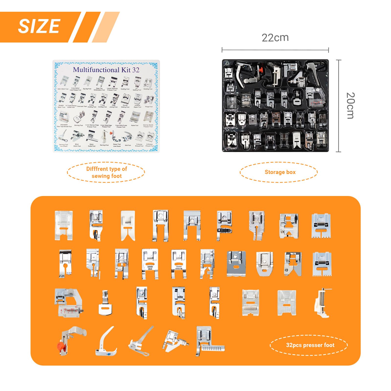 32 in 1 多機能ミシン押さえ金具キット |   キルテ - Zipper Foot Presser のレビューと価格