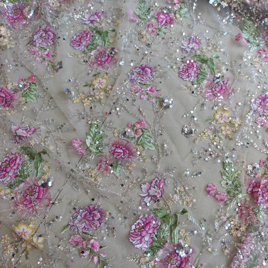 1 メートル 120 センチメートル幅高級ビーズレース生地  - Sewing Embroidery Fabric のレビューと価格