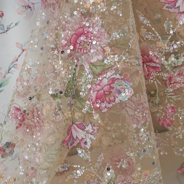 1 メートル 120 センチメートル幅高級ビーズレース生地  - Sewing Embroidery Fabric のレビューと価格