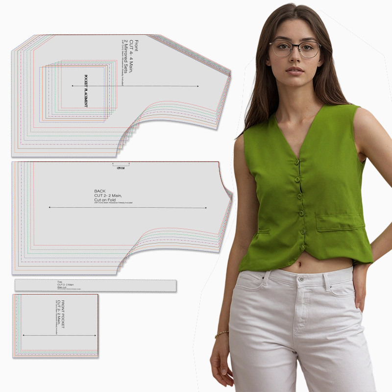 8サイズ（XXS-XXXL）の女性用ベストの縫製パターン、女 - Textile Sewing Patterns のレビューと価格