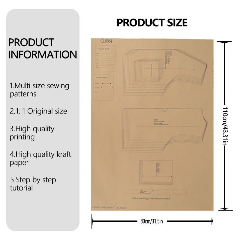 8サイズ（XXS-XXXL）の女性用ベストの縫製パターン、女 - Textile Sewing Patterns のレビューと価格
