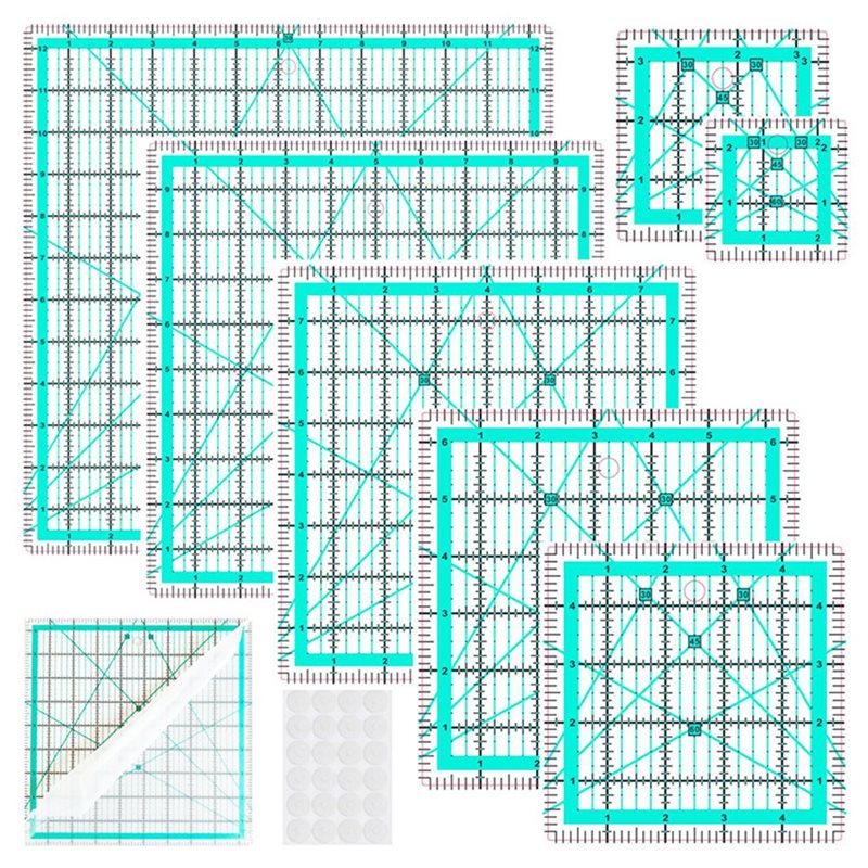 A25F-ブルー 7ピース襟用定規、DIY正方形キルティング - Quilting Ruler Square のレビューと価格
