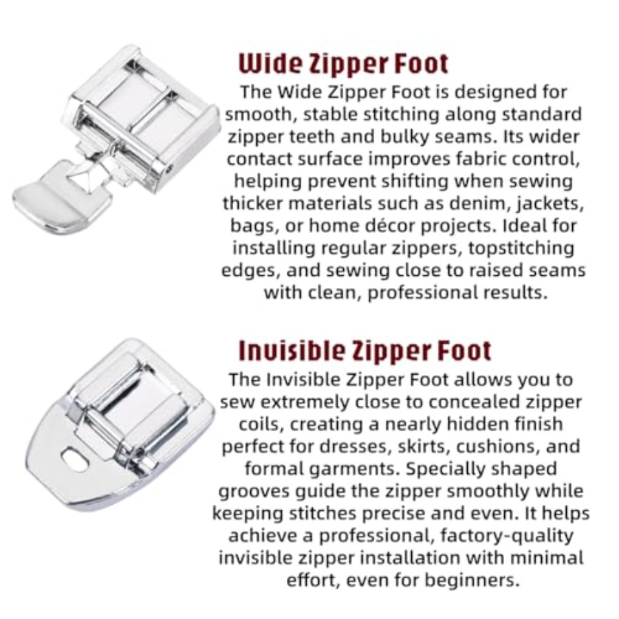 ジッパーフットキットには、目に見えないジッパーフットと幅広ジ - Zipper Foot Presser のレビューと価格