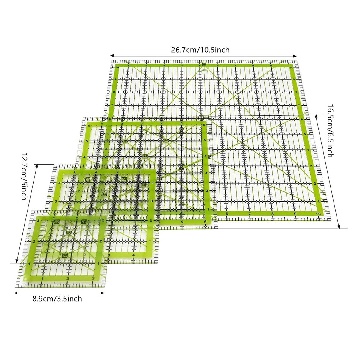4個入りアクリル製正方形キルティング定規セット+24個の滑り - Quilting Ruler Square のレビューと価格