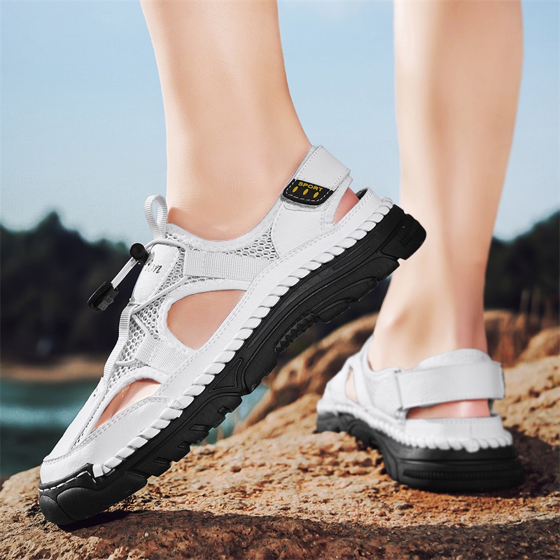 メンズ手作りのシンプルなレタープリントサンダル、夏のビーチ中 - Velcro Sew On のレビューと価格