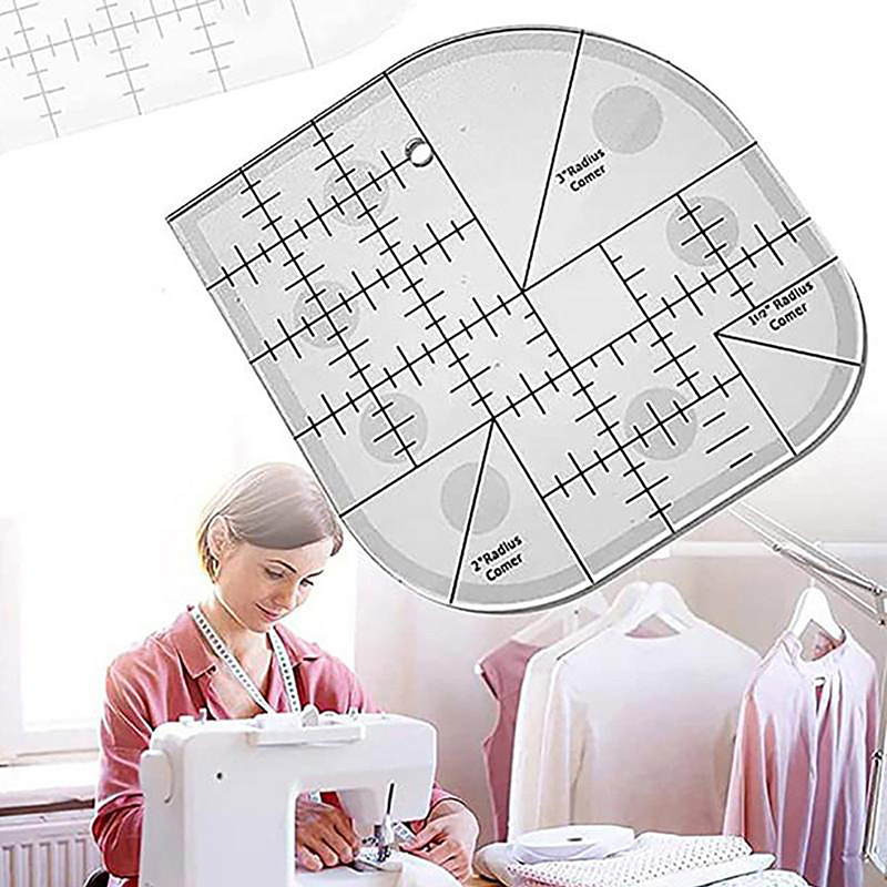 ラウンドエッジのアクリル縫製定規、湾曲したコーナーカッター、 - Quilting Ruler Square のレビューと価格