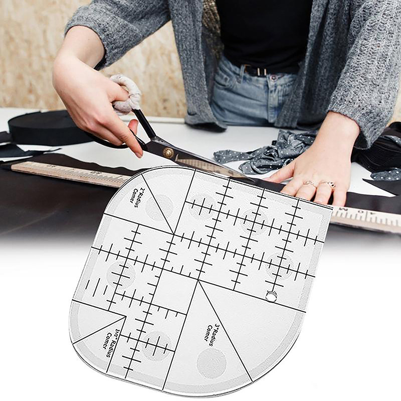 ラウンドエッジのアクリル縫製定規、湾曲したコーナーカッター、 - Quilting Ruler Square のレビューと価格