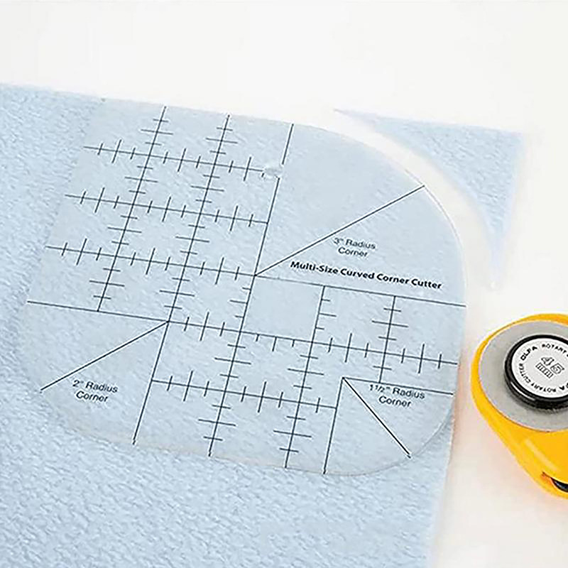 ラウンドエッジのアクリル縫製定規、湾曲したコーナーカッター、 - Quilting Ruler Square のレビューと価格