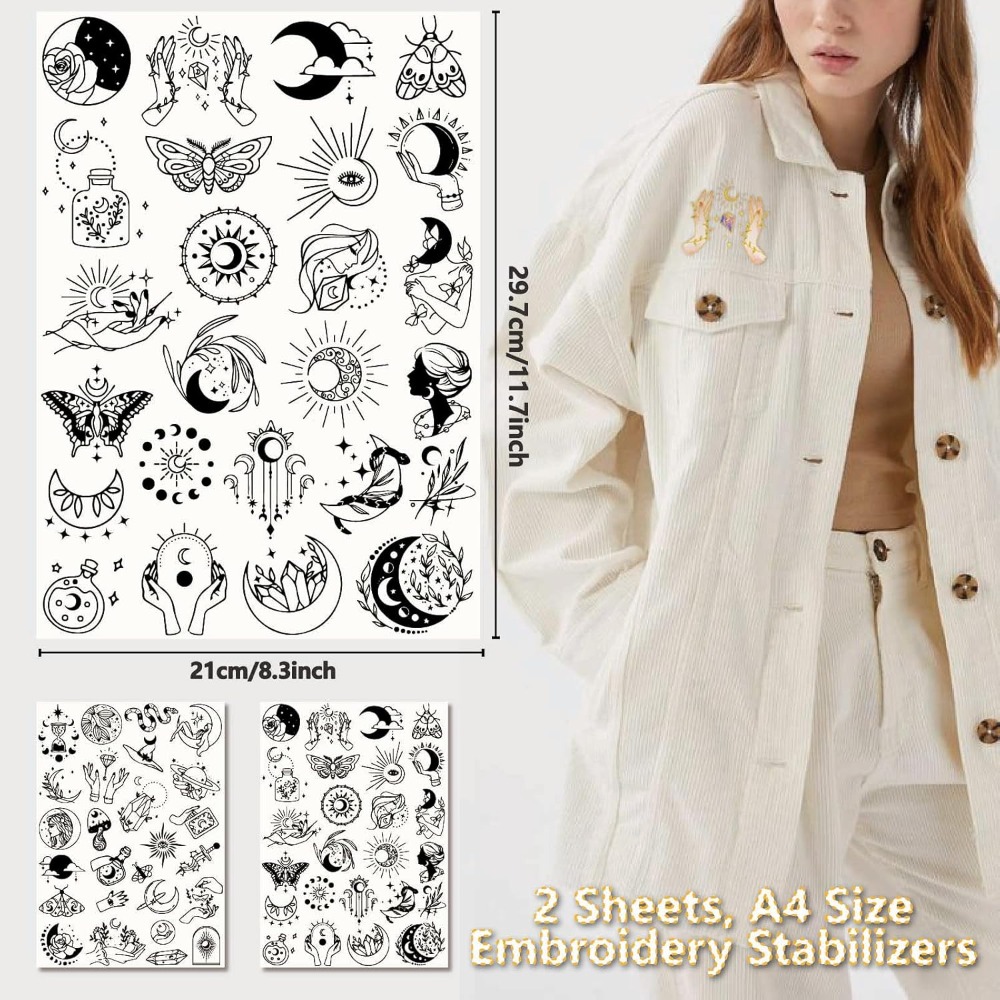51 個自由奔放に生きる月太陽水溶性刺繍スタビライザーパター - Sewing Embroidery Fabric のレビューと価格