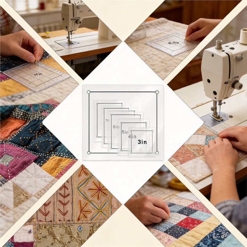 8個入り透明アクリル製正方形キルティング定規、生地のピーシン - Quilting Ruler Square のレビューと価格