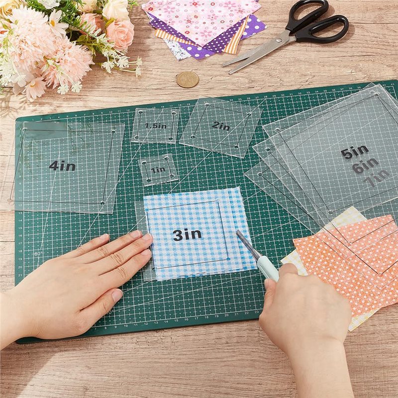 8個入り透明アクリル製正方形キルティング定規、生地のピーシン - Quilting Ruler Square のレビューと価格